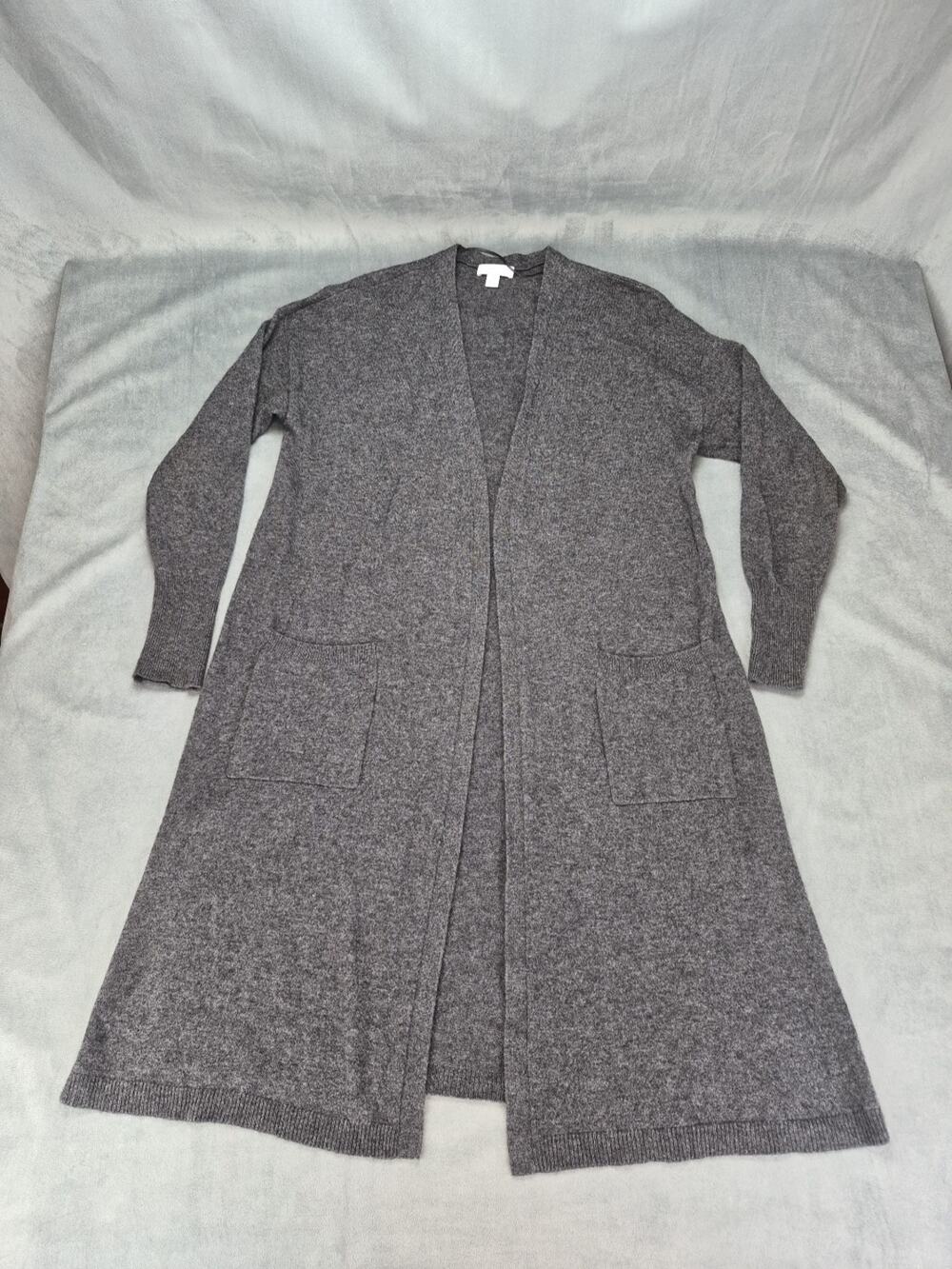 Charter Club Cashmere Blend Minimalist Long Open Front Cardigan Sweater Gray 0X